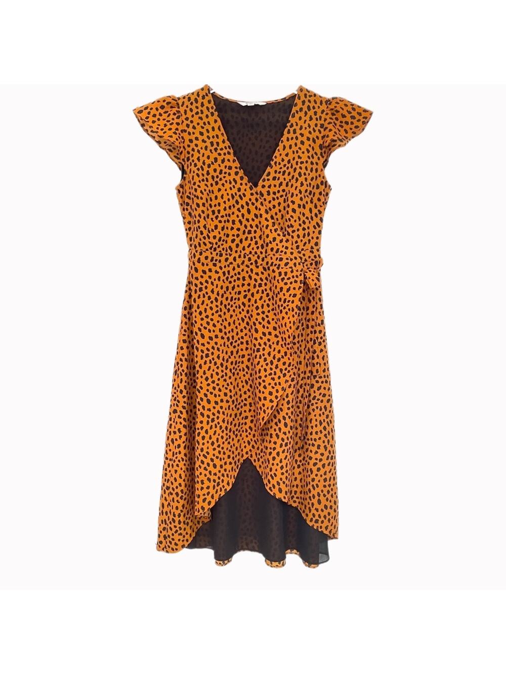 BB Dakota Leopard Print Wrap Dress Sz XS
